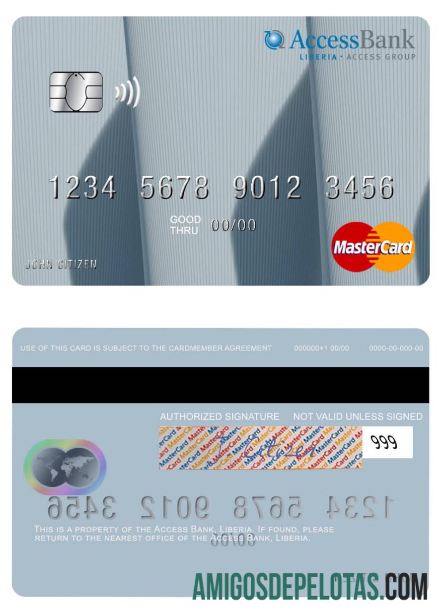 Liberia Access Bank Mastercard sample